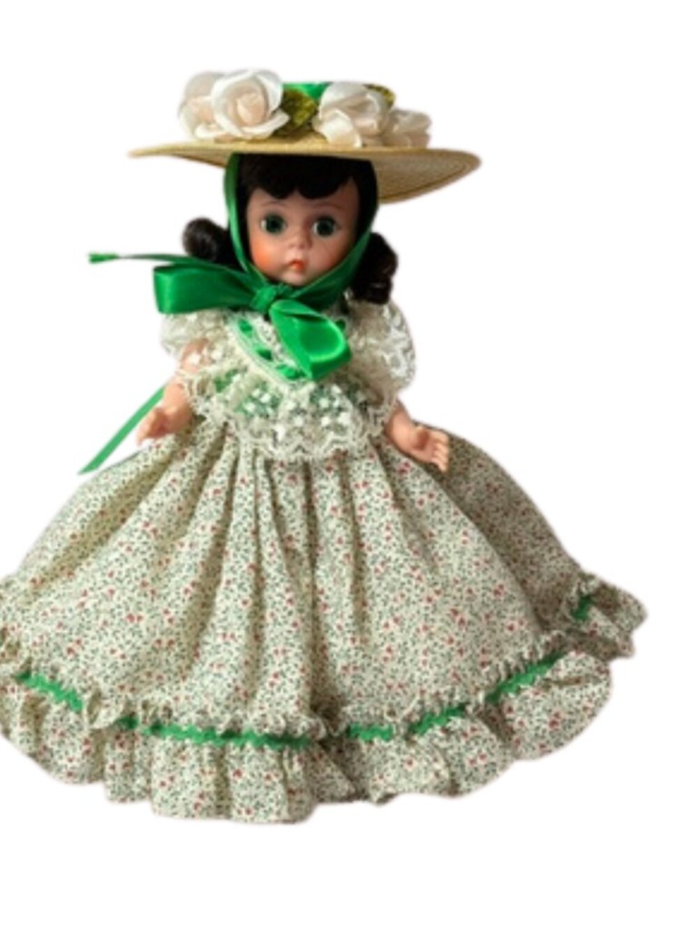 Madame Alexander restrung 8" Scarlett doll with stand.
